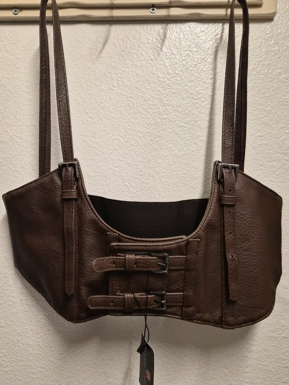 Women's Brown Leather Double-Buckle Belted Harness